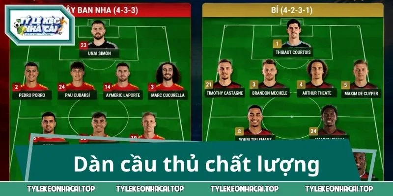 Chất lượng đội hình Tây Ban Nha vs Bỉ cực tốt